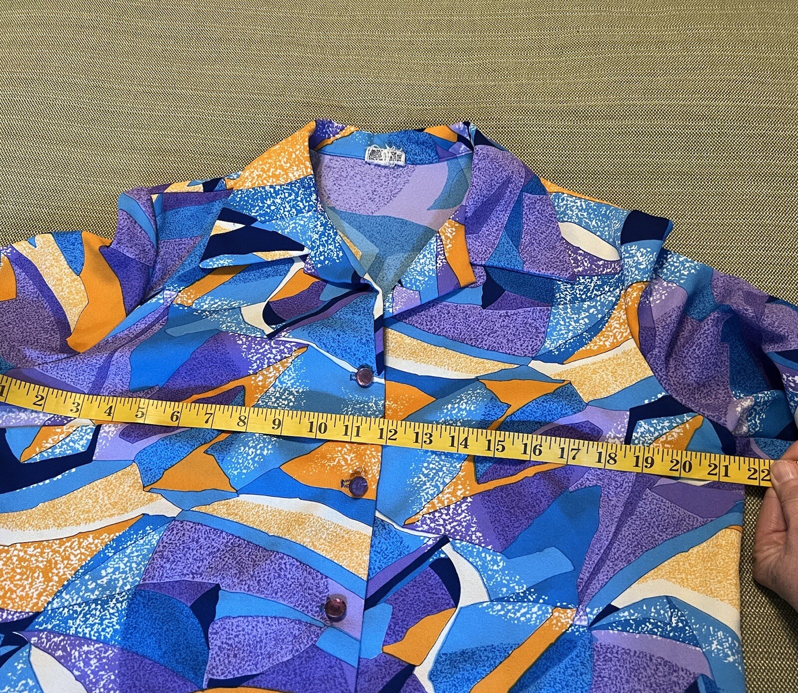Vintage Pykettes Mod Geometric Blouse Tunic Purple/Turquoise/Orange -M/L