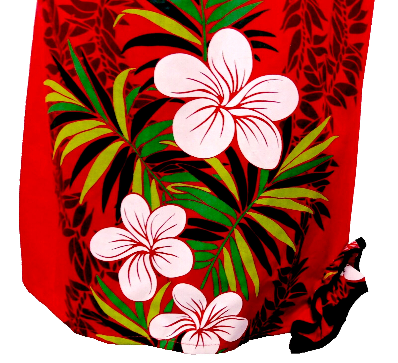 Vintage Royal Hawaiian Dress M Red Floral 60s 70s Muumuu Ruffle Off Shoulder