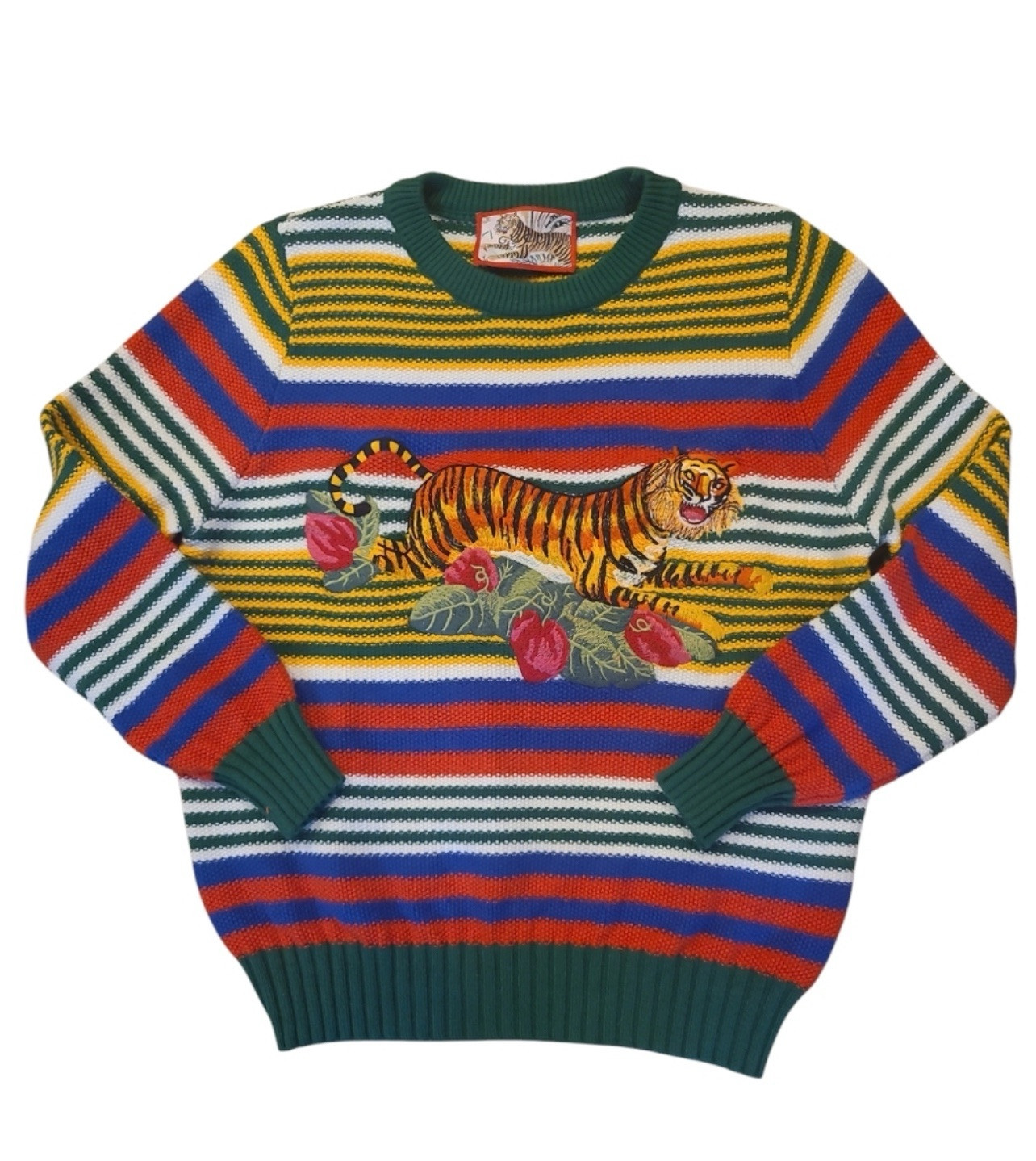 Vintage Gucci Tiger Knit Sweater Women’s Sz XS-S Embroidered Tiger Rare