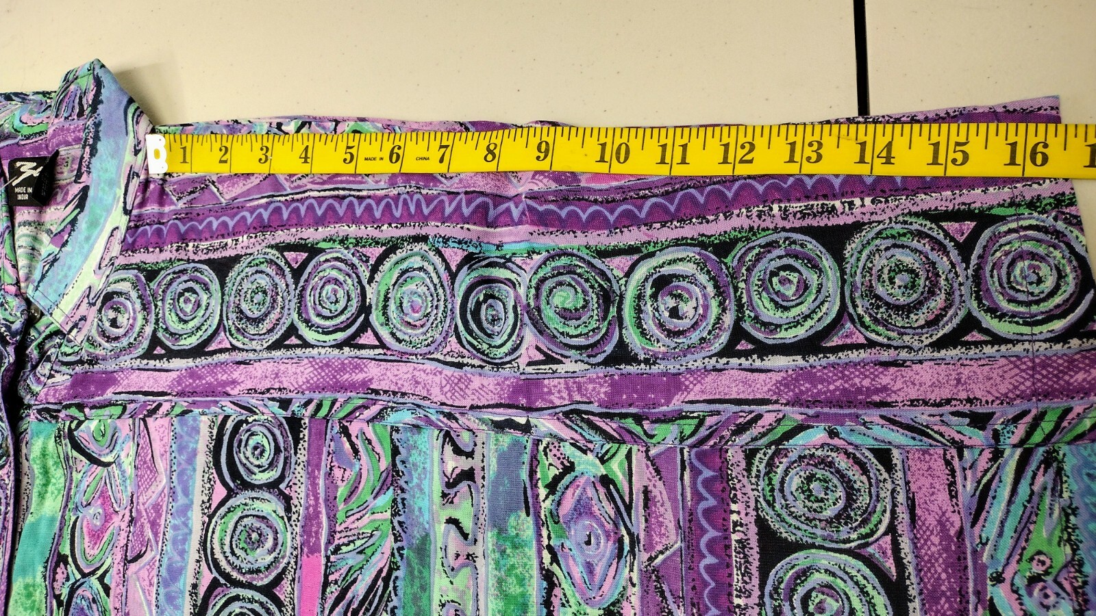90s Lavender Purple Button Shirt Rayon Batwing Tribal Pattern DEADSTOCK UNISEX