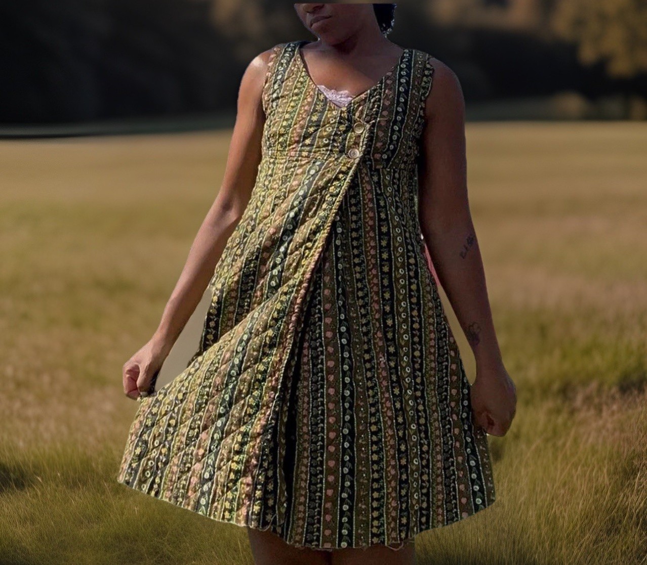 Charming Sweet Vintage Handmade Long Vest / Dress Small to XS