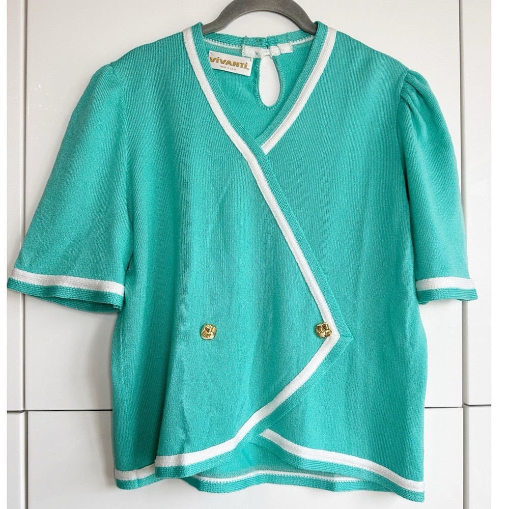 1980s Vivanti Green Sweater Power Suit Stranger Things Karen Wheeler Size 10