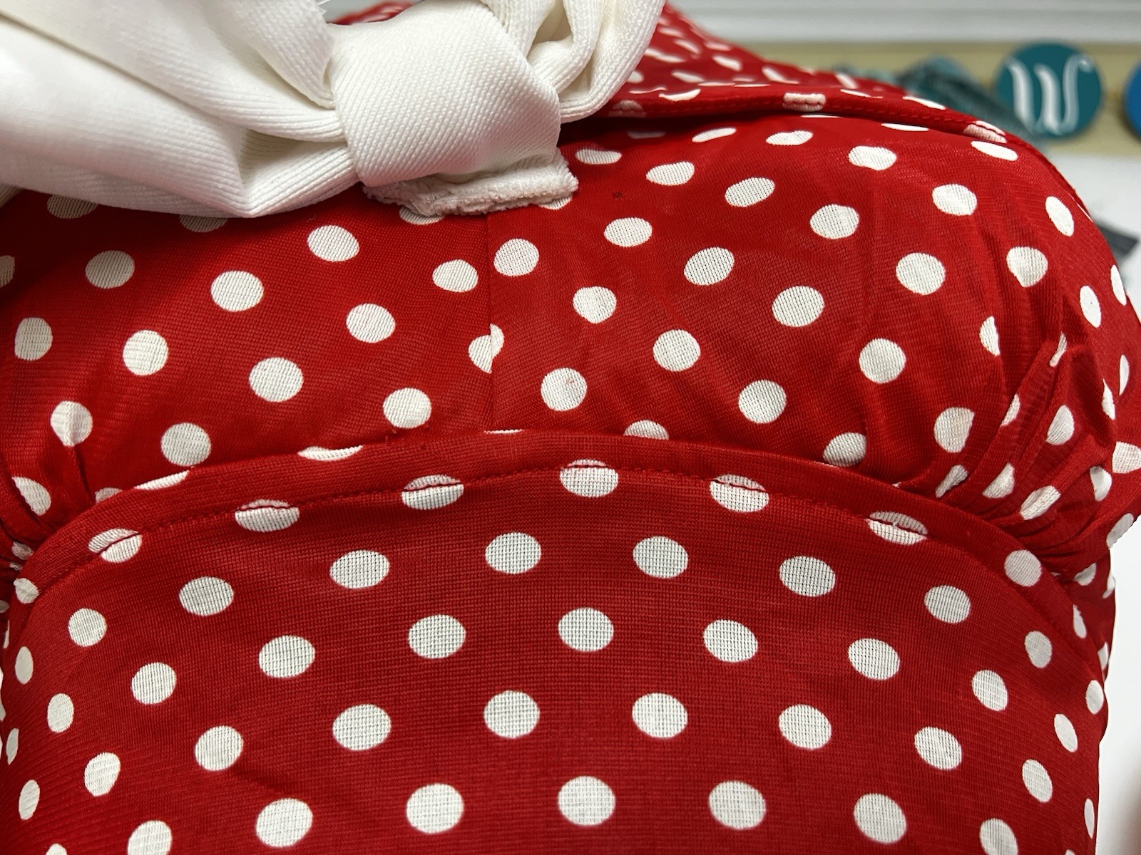 Jack Hartley Miami Vintage Dress Red White Polka Dot Sailor Stretch Halter Maxi
