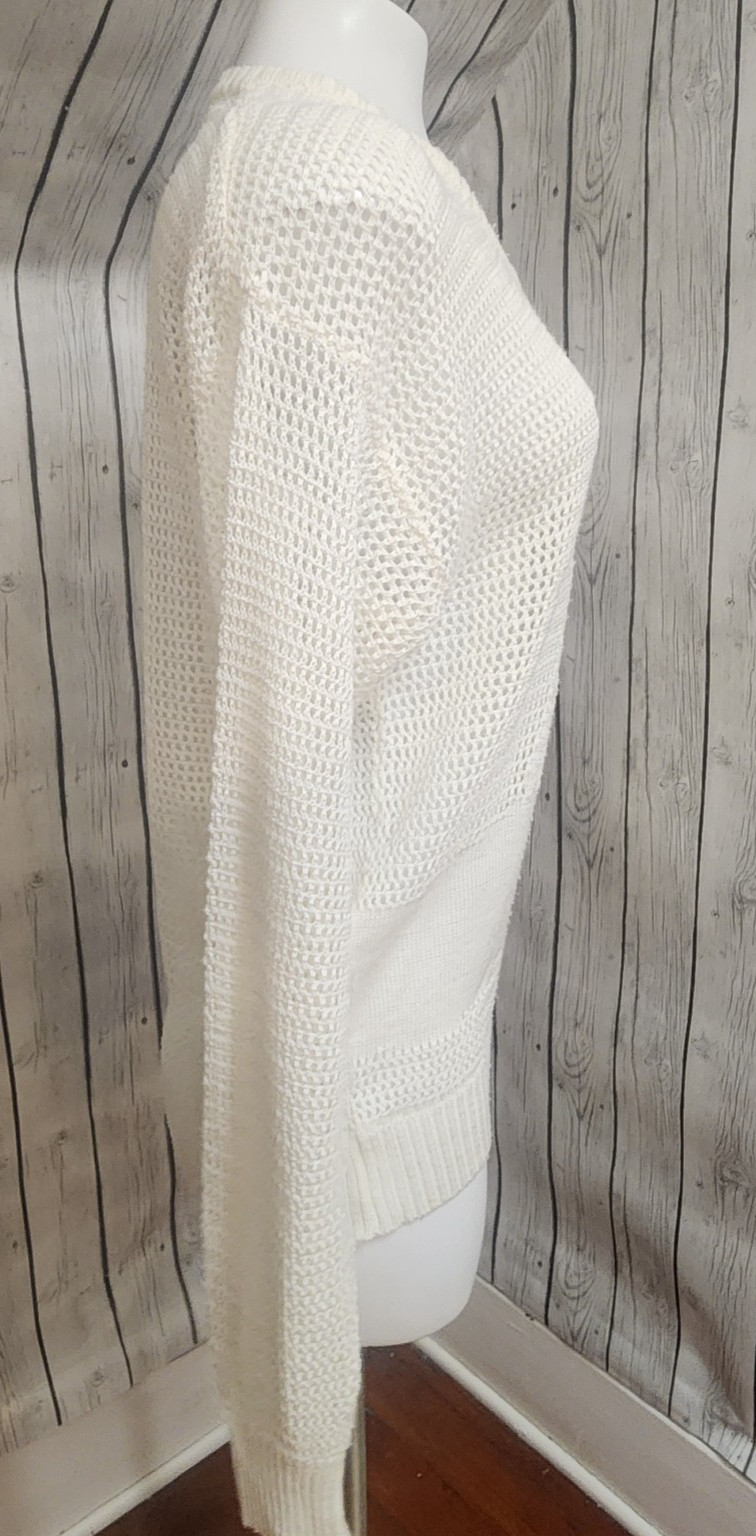 Vtg Givenchy for Chesa Palm Tree Knit Sweater White Mesh Open Weave M 80s
