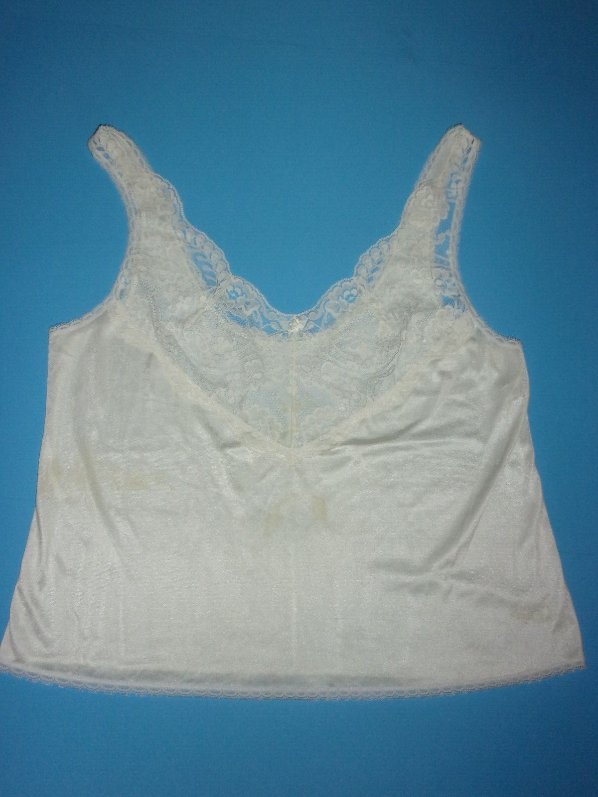 Vtg Body Lites For JC Penny white nylon & lace cami lingerie Sz 34