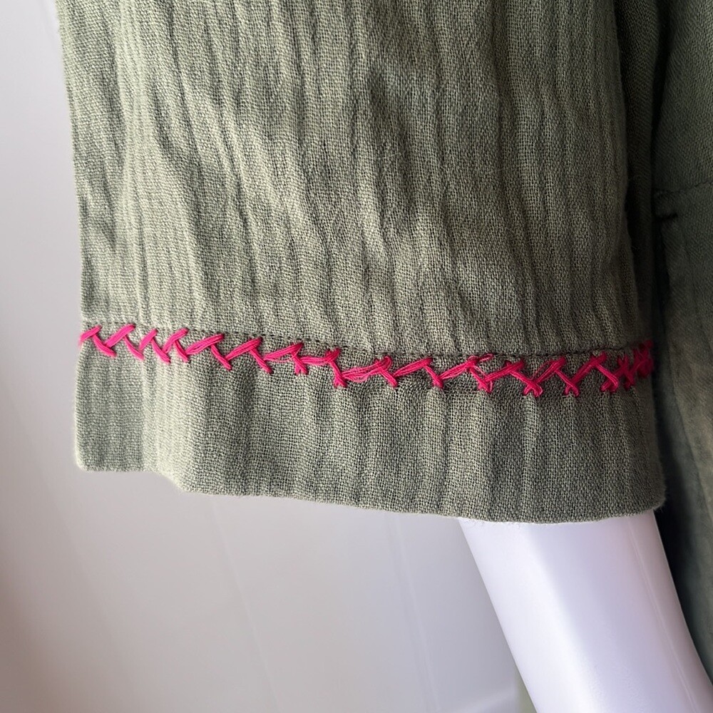 Soft Surrounding | Boho Embroidered Shift Dress Floral Tassels | Green |XS