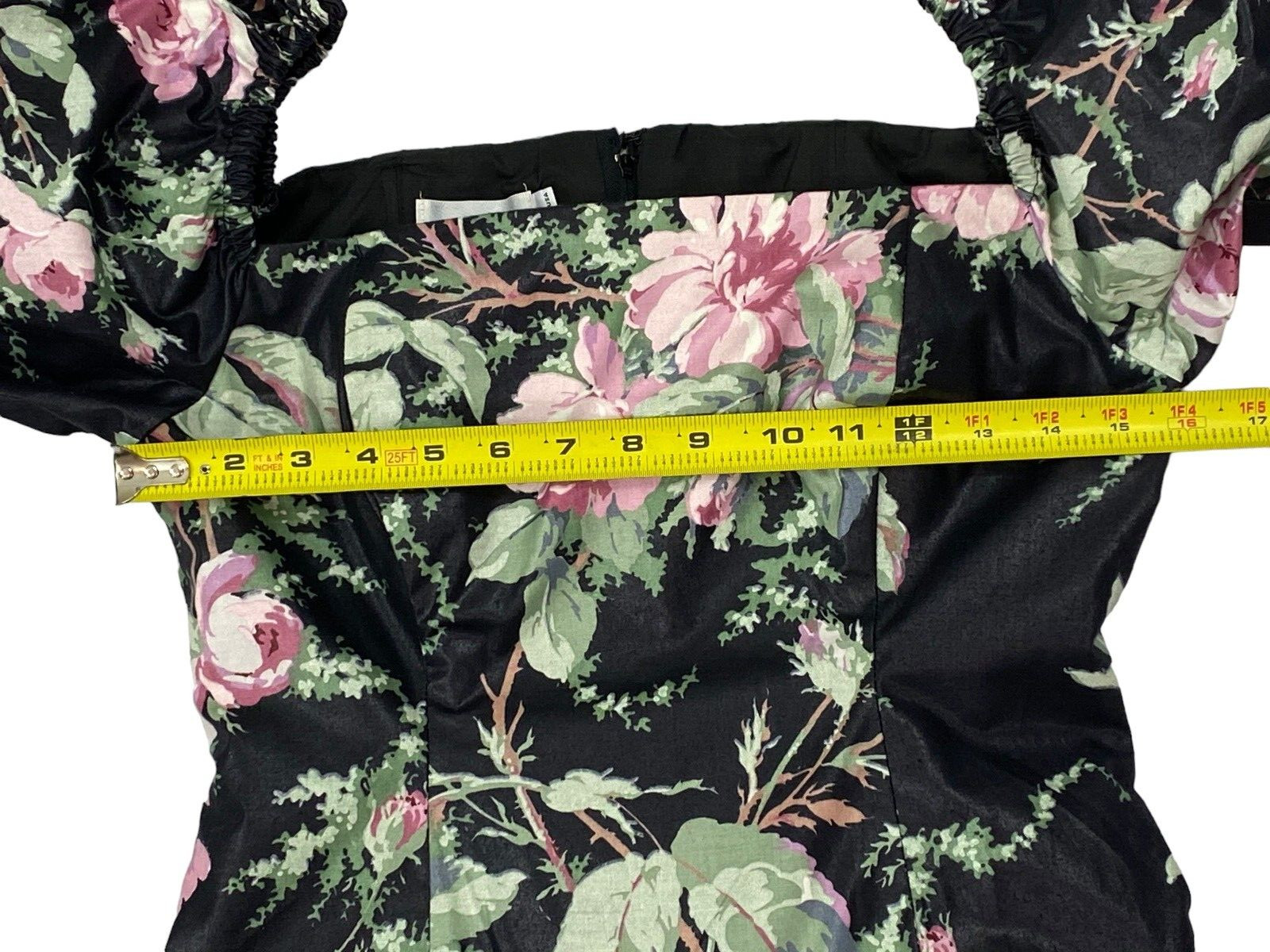 VTG 1980s s.g.gilbert Black Floral Chintz Dress Tulle Underskirt Tea Length Prom