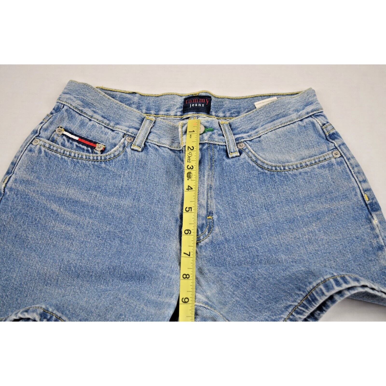 Jean Shorts Tommy Hilfiger Size 3 Y2K Blue Hipster Short Vintage Flag Logo