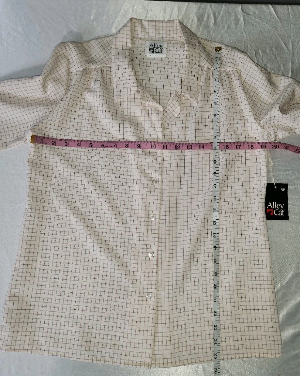 Vintage New Alley Cat Size 14 Women’s Pink White Pussybow Blouse Top NOS NWT