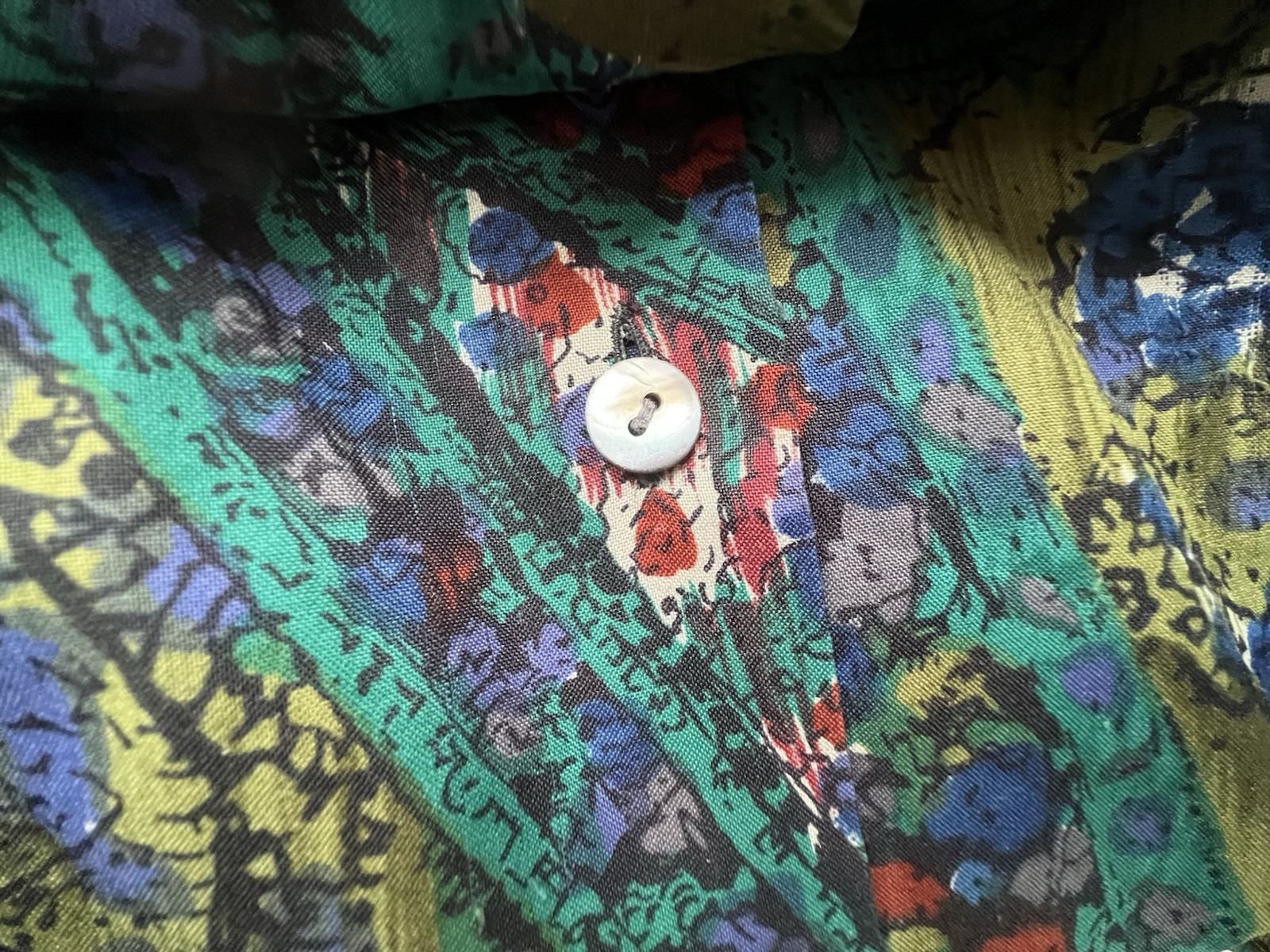 Vintage 80 LASSERRE Paris Floral Green Top Blouse Sz 44/12 US France Luxury Soft