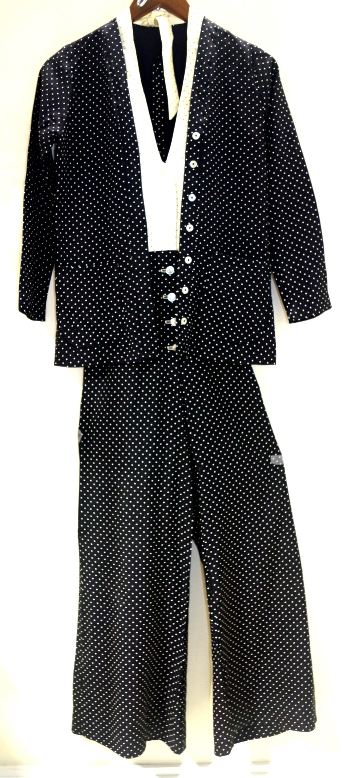 H4 True Vintage Black & Whited Painted Dots XXS Halter Jumpsuit & Jacket