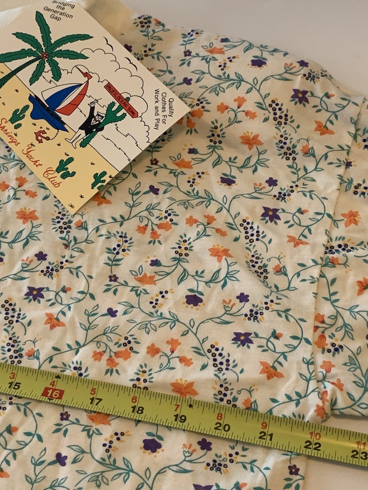 VTG Floral ALL OVER PRINT LONG SLEEVE TSHIRT Mock Neck Palm Springs Yacht Club L