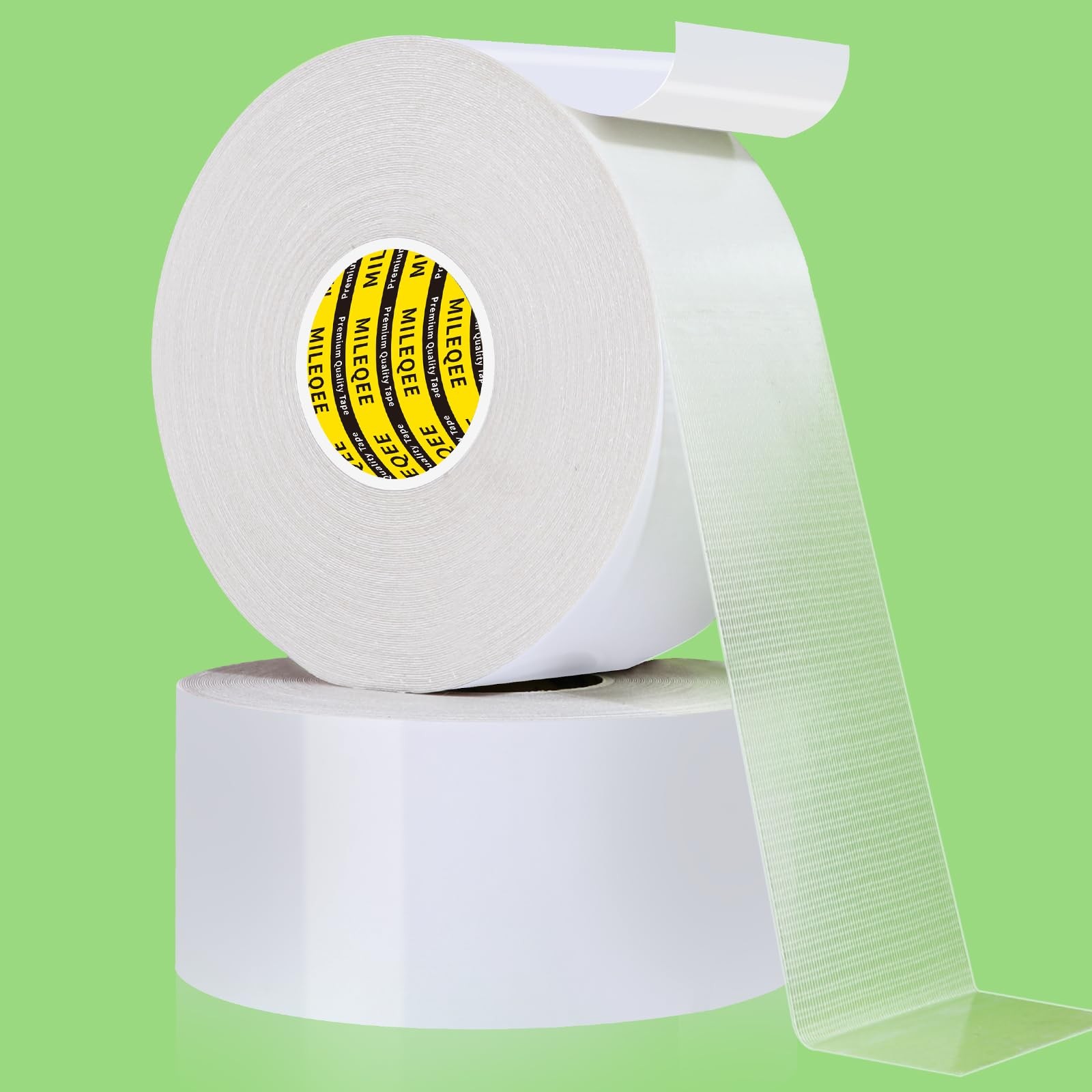 MILEQEE 2Pack Double Sided Tape Heavy Duty 2in x 66FT Universal High Tack Clear