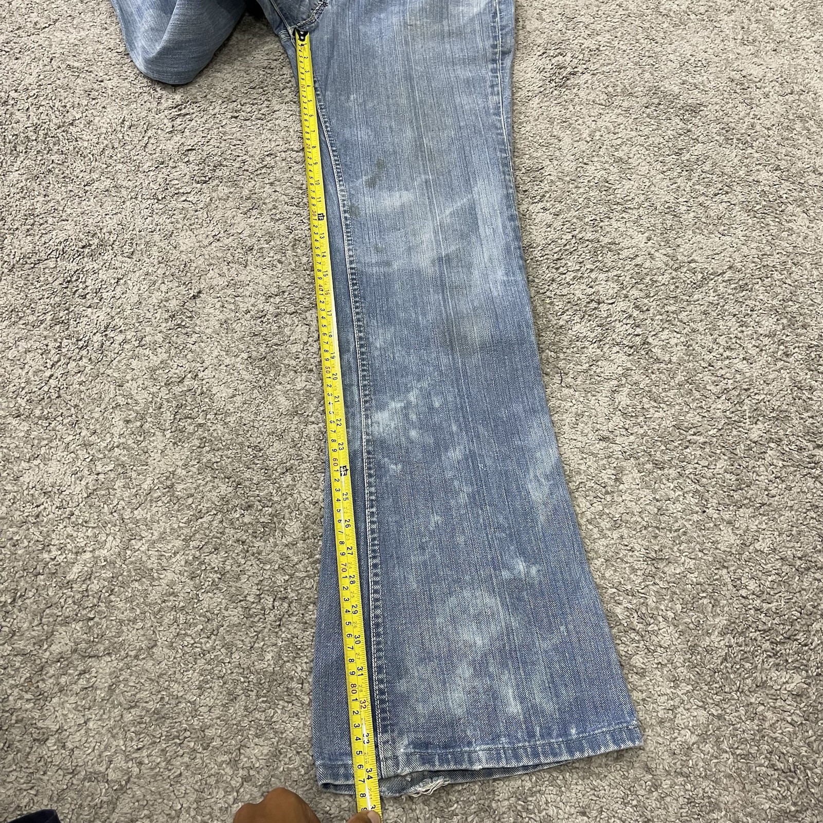 True Vintage 70s Hippie Denim Lee Flare Jeans Actual 31.5×34 Distressed