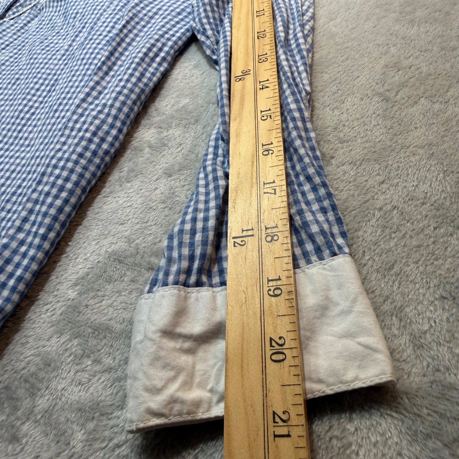 Vintage Western Gingham Embroidered Pearl Button Down Shirt Blue White XL 2XL