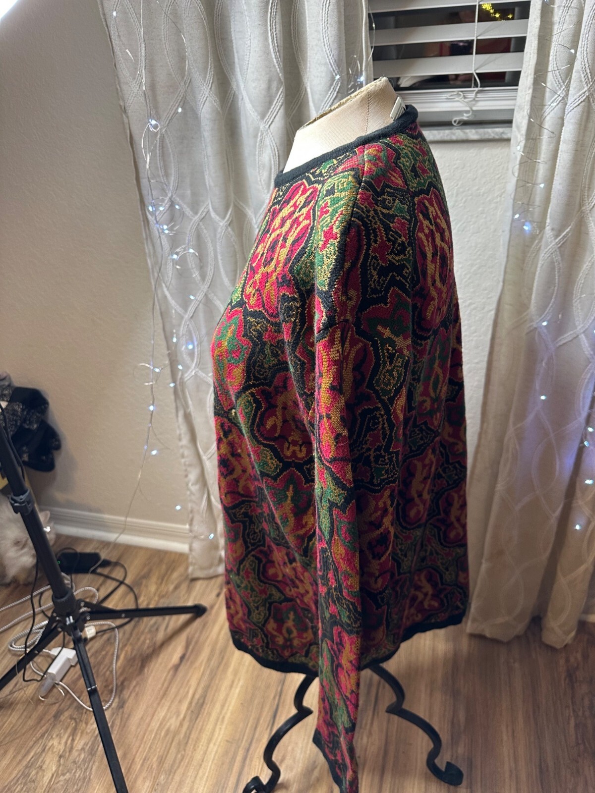 VTG 80s 90s Tapestry-Jumper Sweater Shoulder pads Retro cotton blend Grannycore