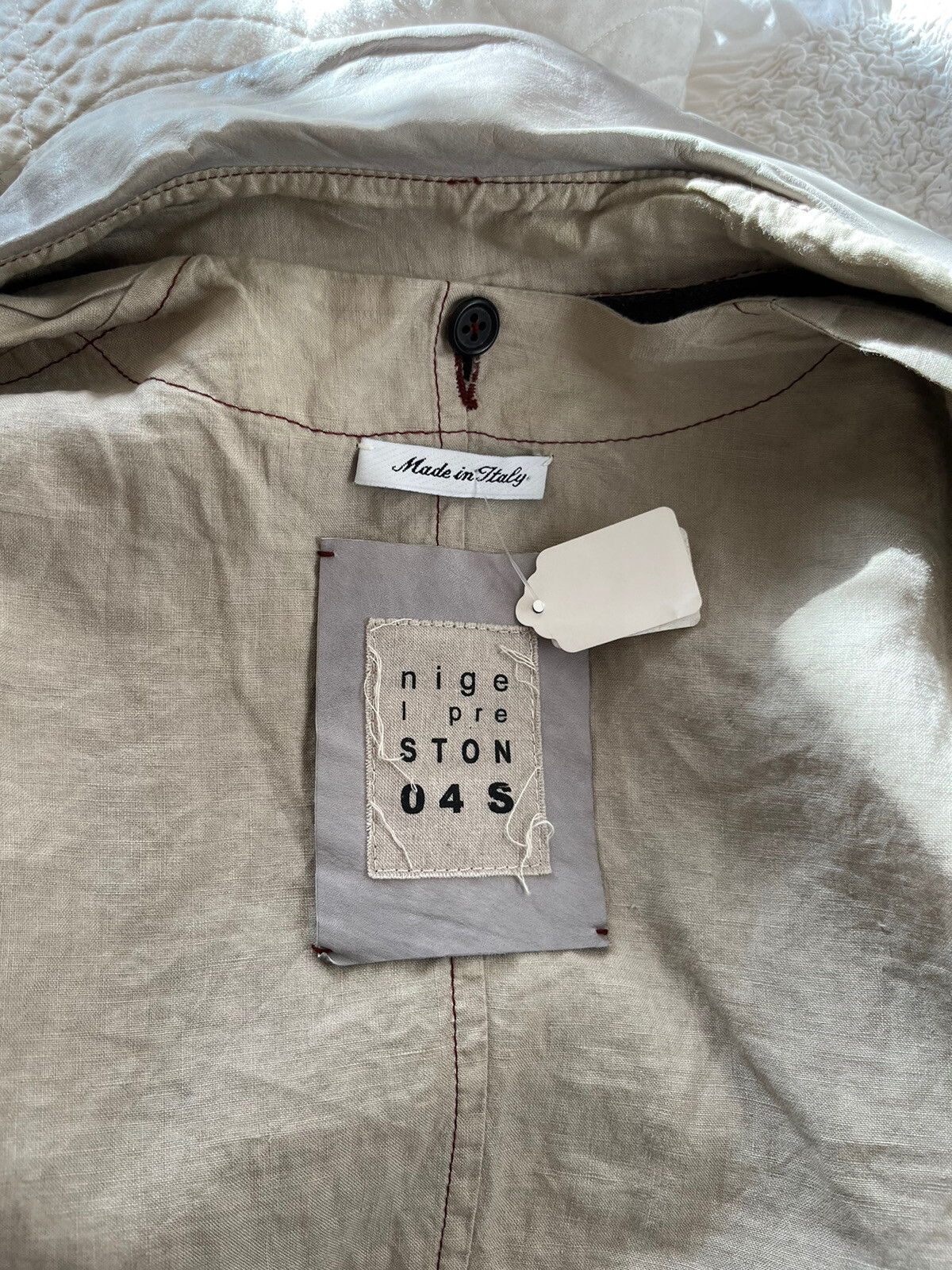 NIGEL PRESTON VINTAGE 90’S RARE! Gray Leather Double Breasted Lined Trench Coat