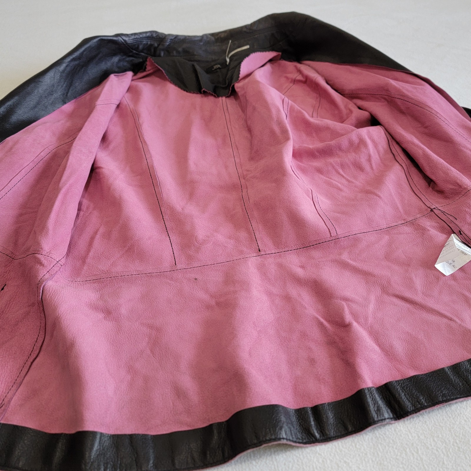 VTG 90s Jax Black Lambskin Leather Blazer Soft Tailored Short Jacket Womens S/M