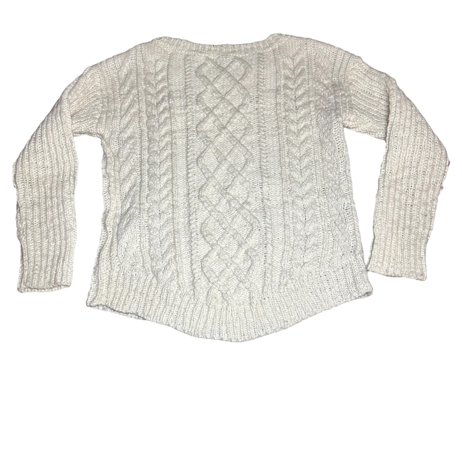 Banana Republic Womens Small Cable Knit Top Cream Wool Blend Sweater White Shirt