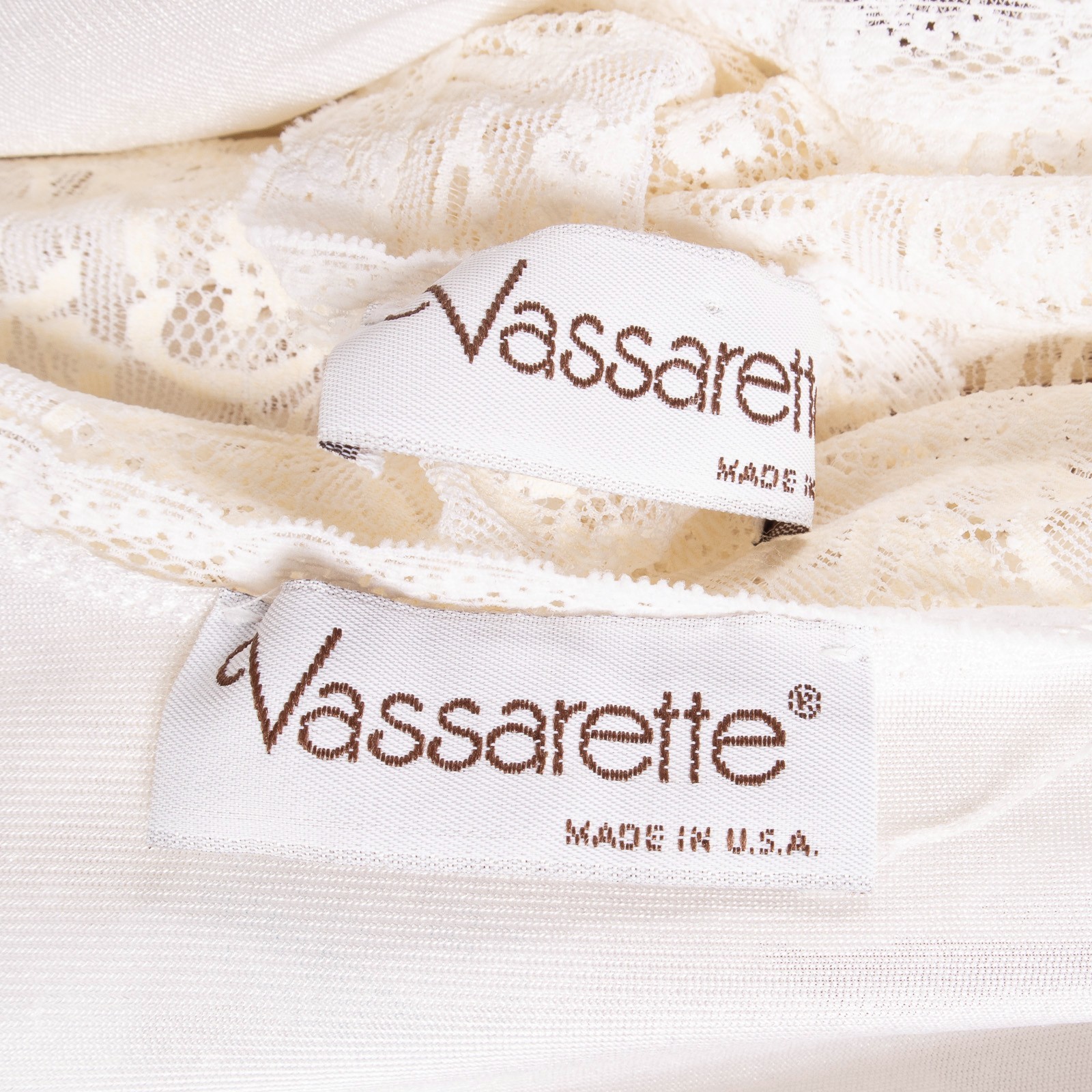 VTG VASSARETTE Peignoir Set White LARGE Stretch Lace Bodice Gown & Robe Bridal