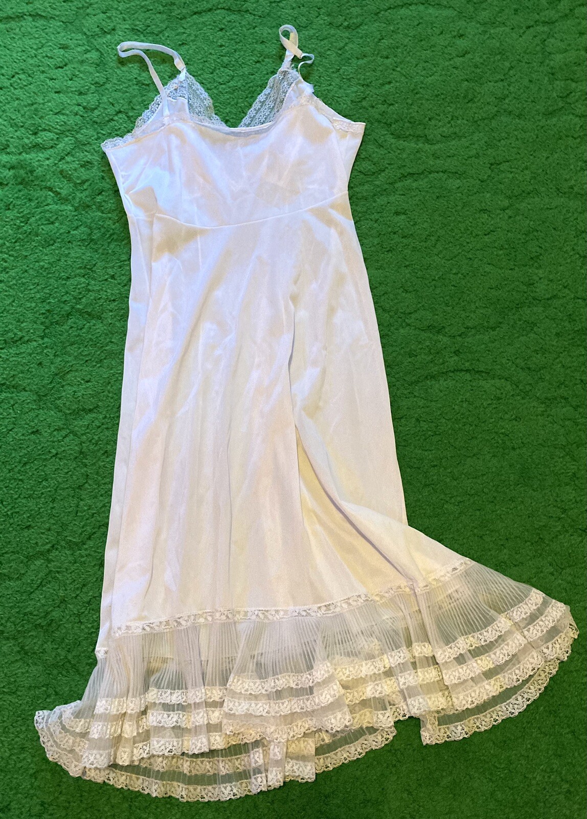 Vintage MCM DuPont Nylon Cream Slip Dress Sz 34