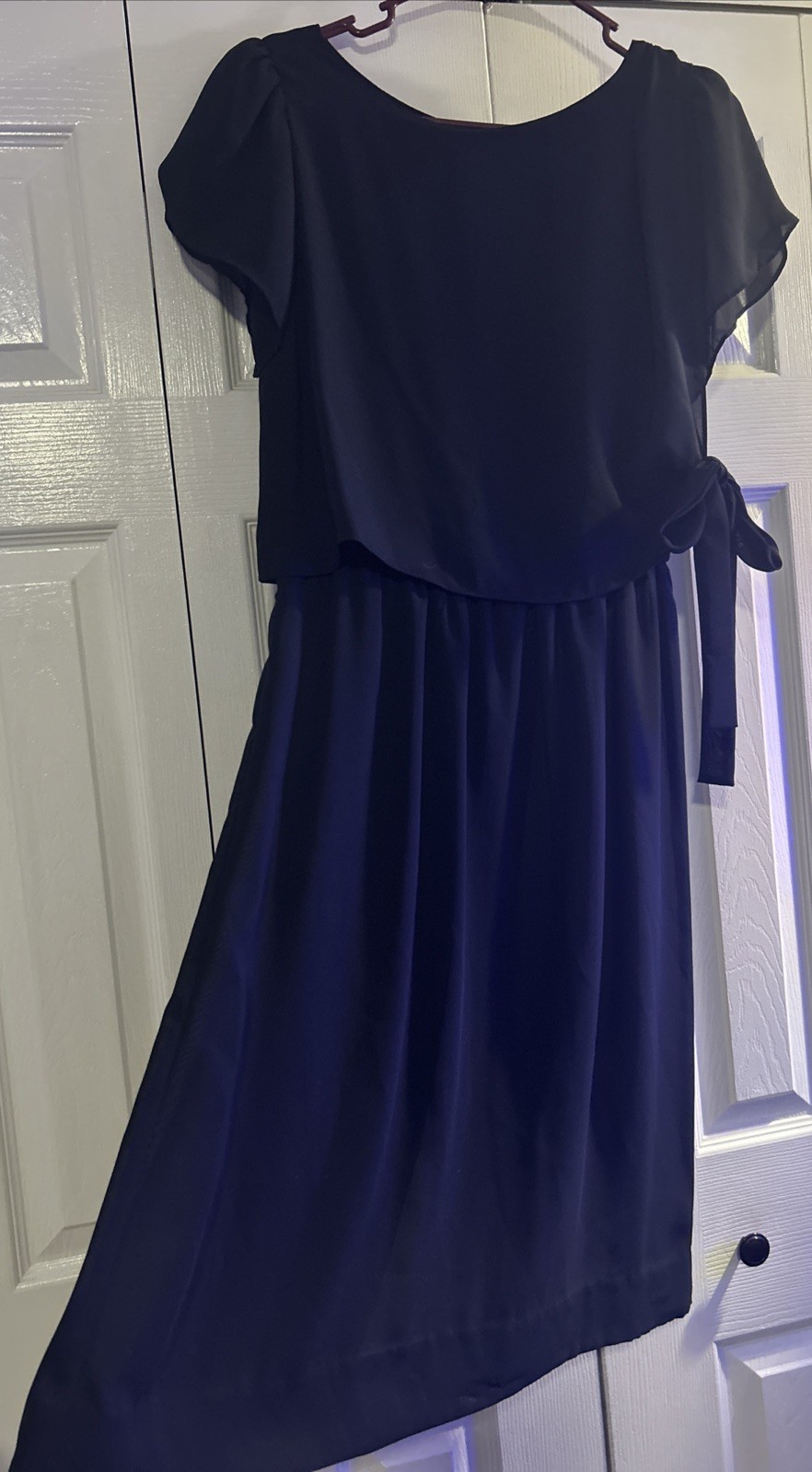Vintage Lorac Original Black Layered Flowy Dress Size 14 1/2 Polyester