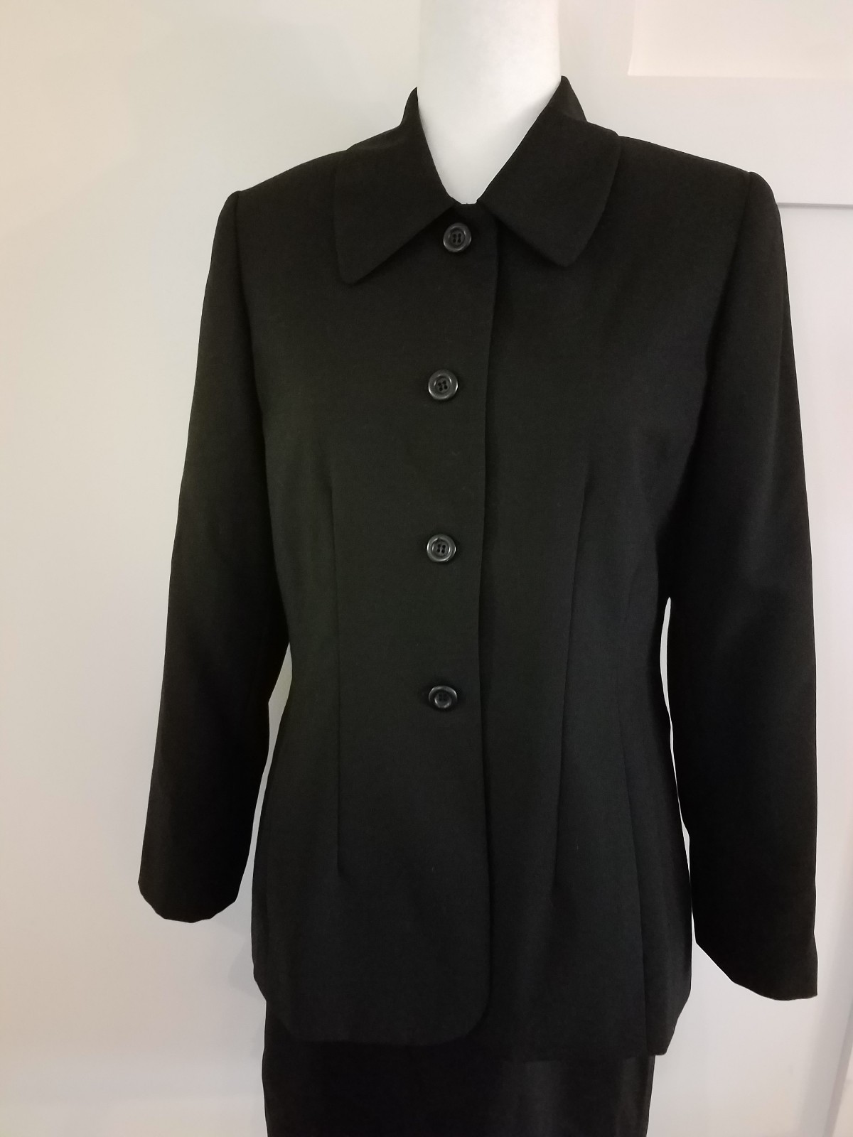 J G Hook Dress Jacket 2 Pc Set Size 8 P Black Wool Vtg lined coat