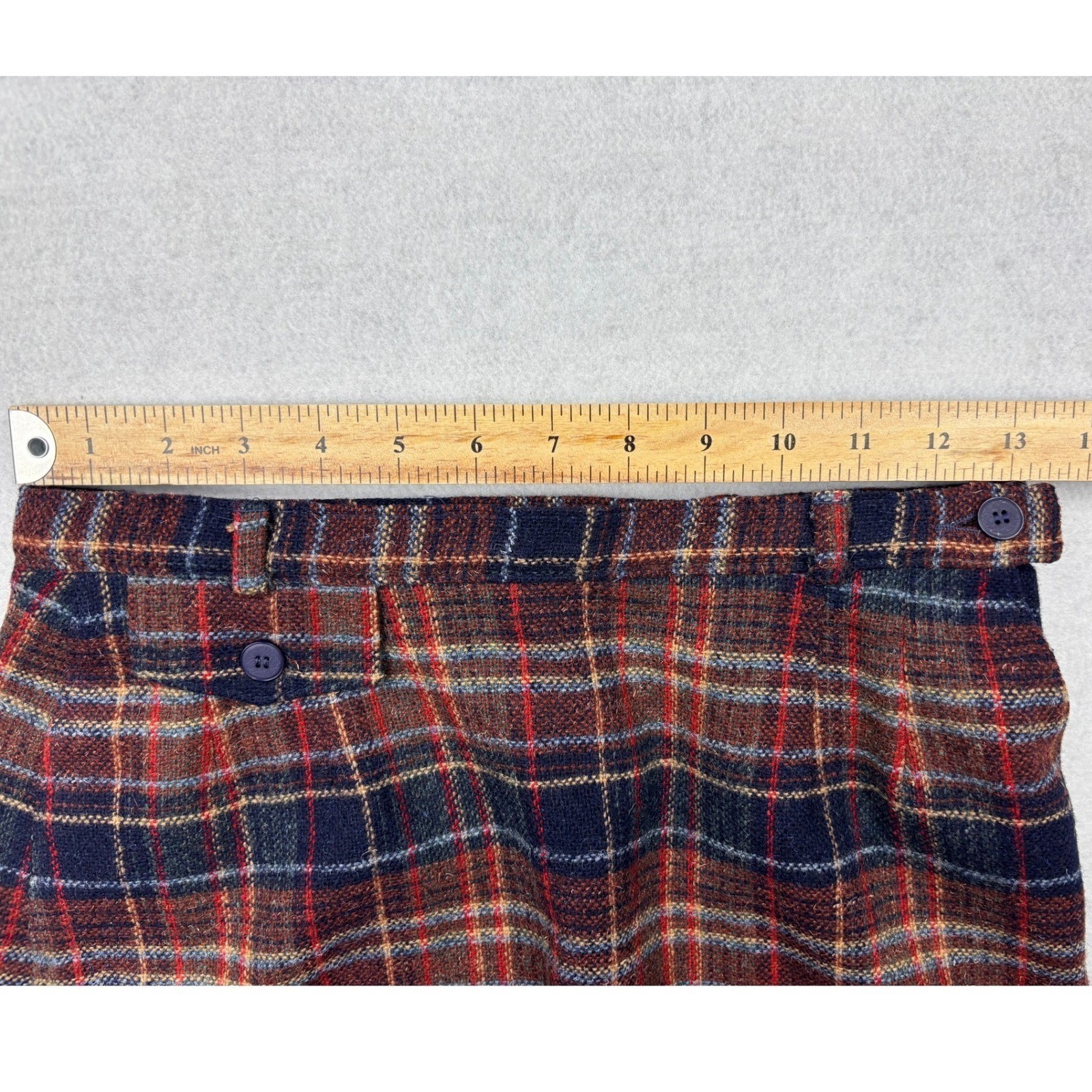 Vintage Pendleton Tartan Plaid Wool Midi Skirt Size 6 26 Waist Made in USA Lined
