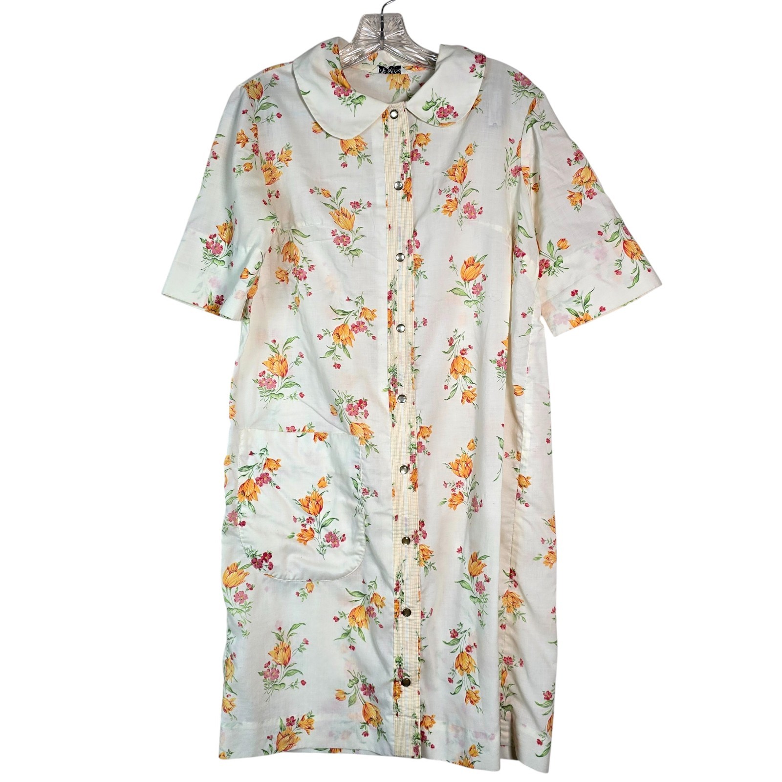 Models Coat Vintage House Dress Floral Peter Pan Collar 60s 70s Cottagecore VTG