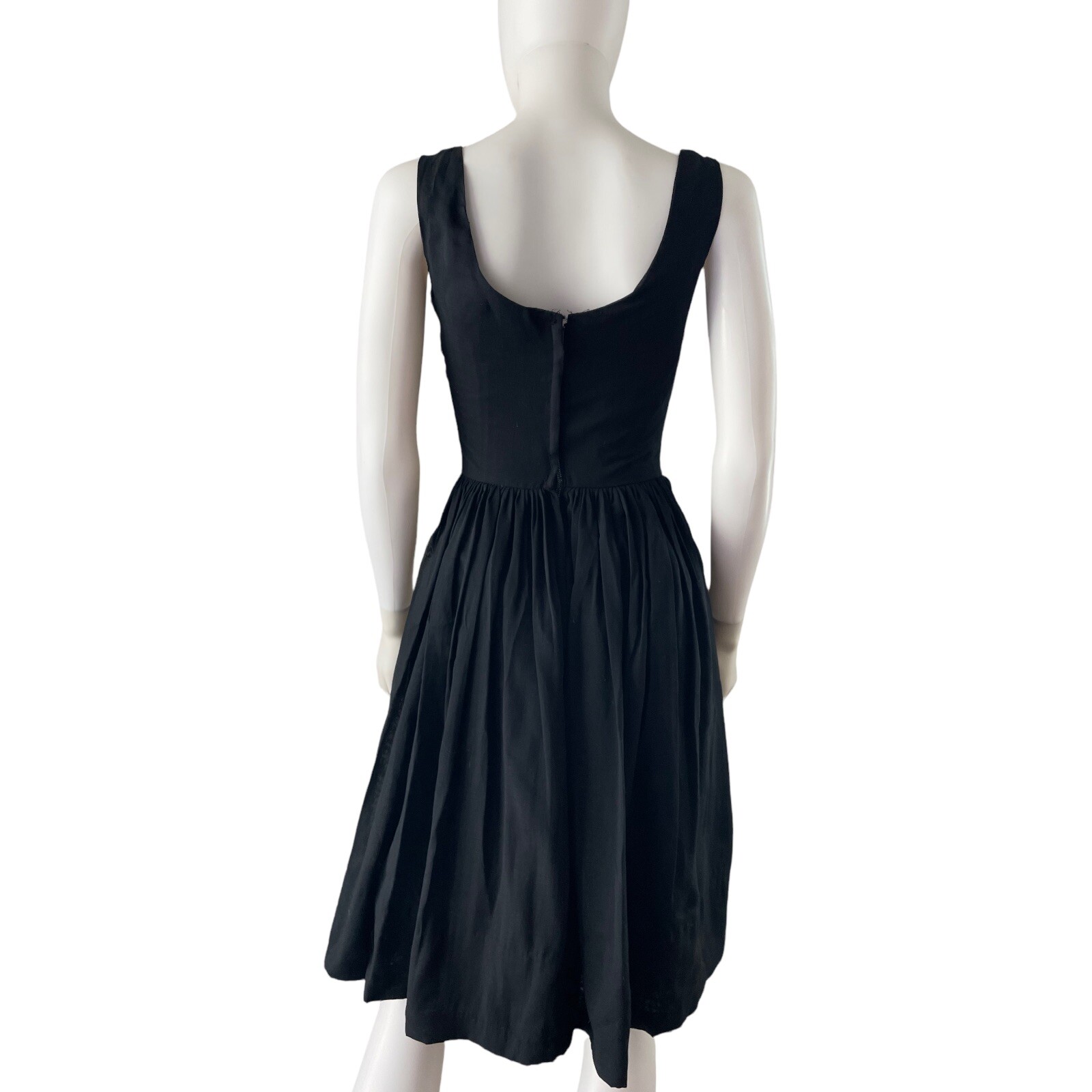 Vintage 50s Jay Herbert Little Black Dress Sz S/M, Rockabilly, Full Skirt