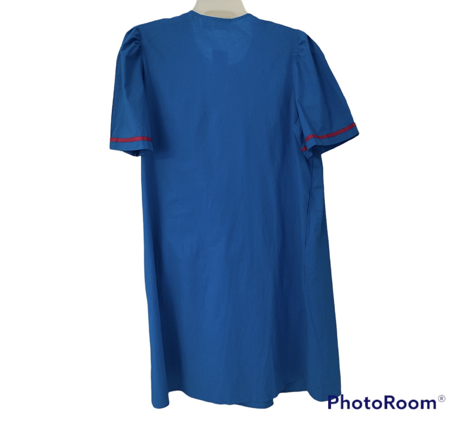 Patio Dress Size Medium Muumuu Lounge Beach Coverup Vacation Blue Cotton Womens
