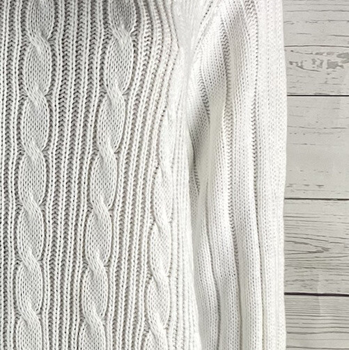 Vintage 80s 90s Bobbie Brooks Sweater Large Solid White Cable Knit Mock Neck