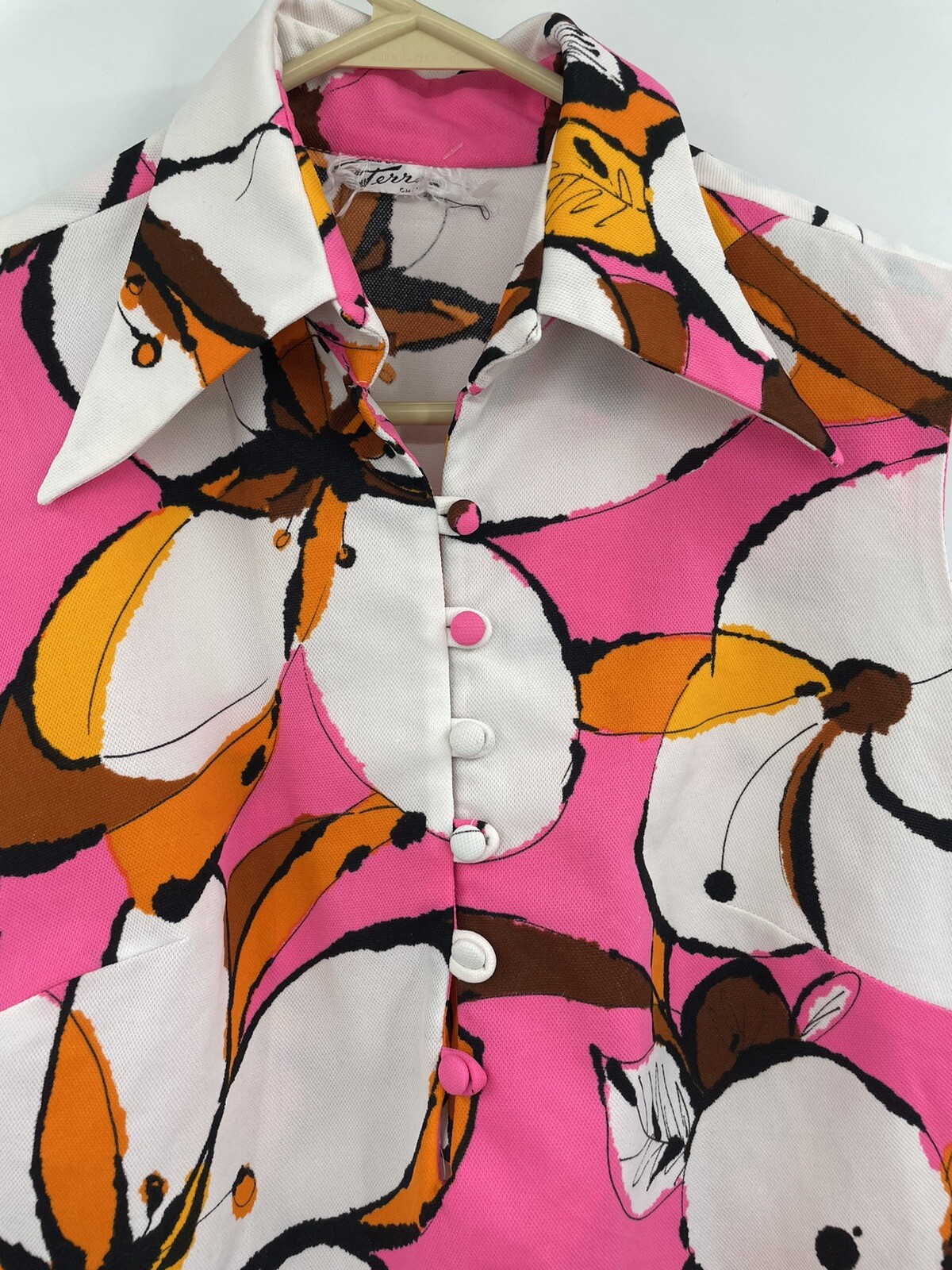 Vintage Terry of Chicago Women’s 1960-70 Mod Floral Sleeveless Tunic Top
