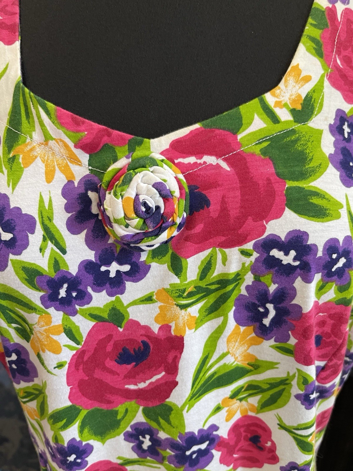 Vintage 80s Floral Cotton Dress With Pockets Size S/M Cottagecore