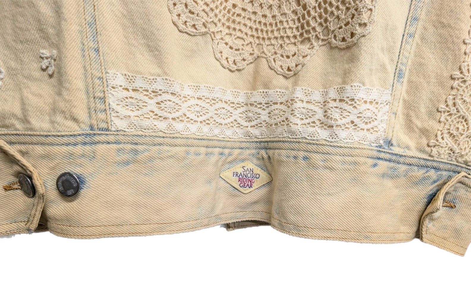 Vintage San Francisco Riding Gear Washed Boho Western Denim Jacket RARE
