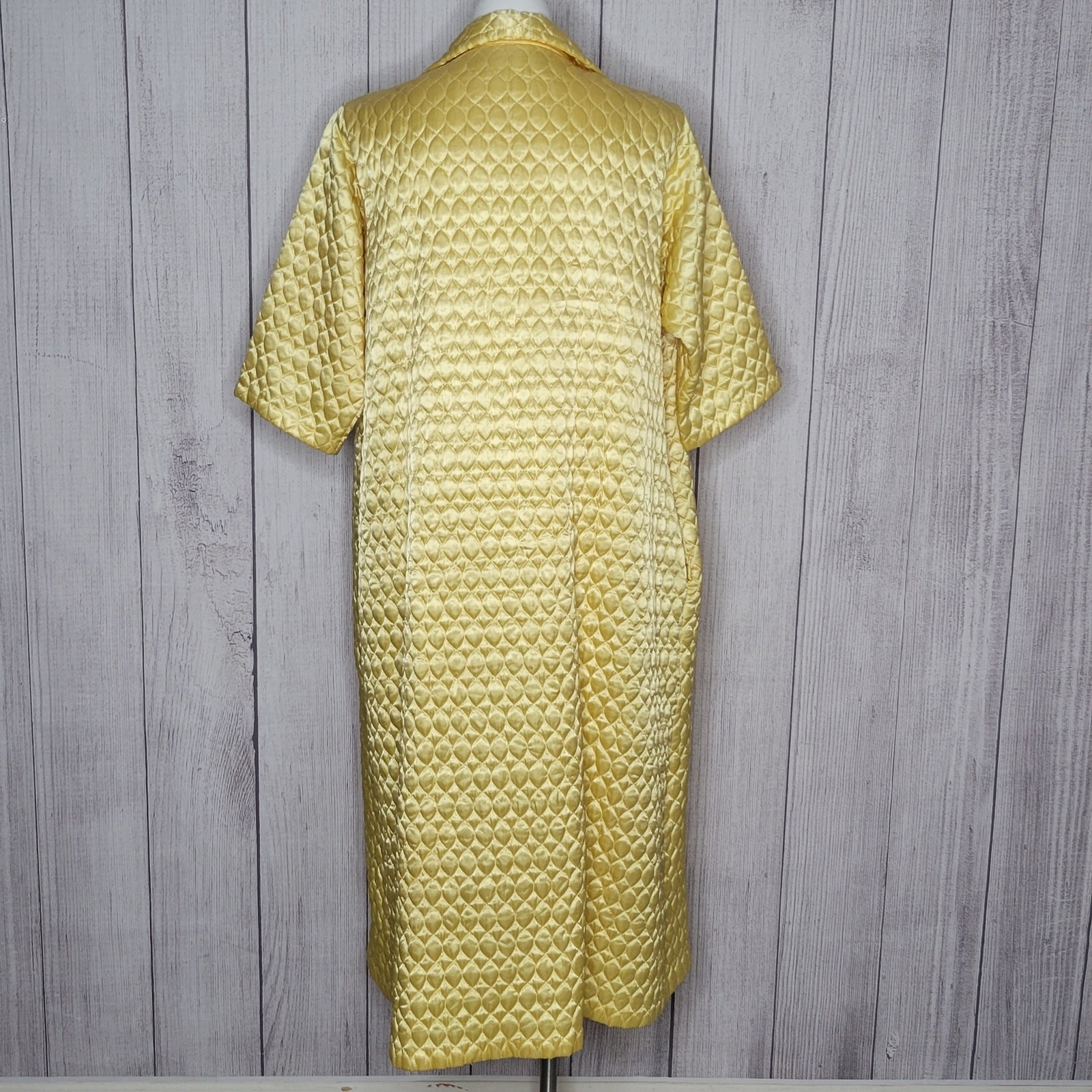 Vintage 50s Paulette of New York Yellow Satin-y Quilted Coat, XXL