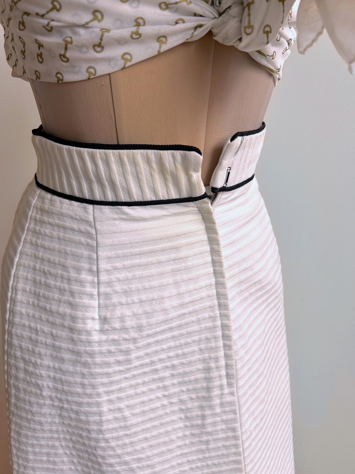Vintage 1960s 70s Preppy Mod Hostess Maxi Skirt Palm Royale Black/ White sz S