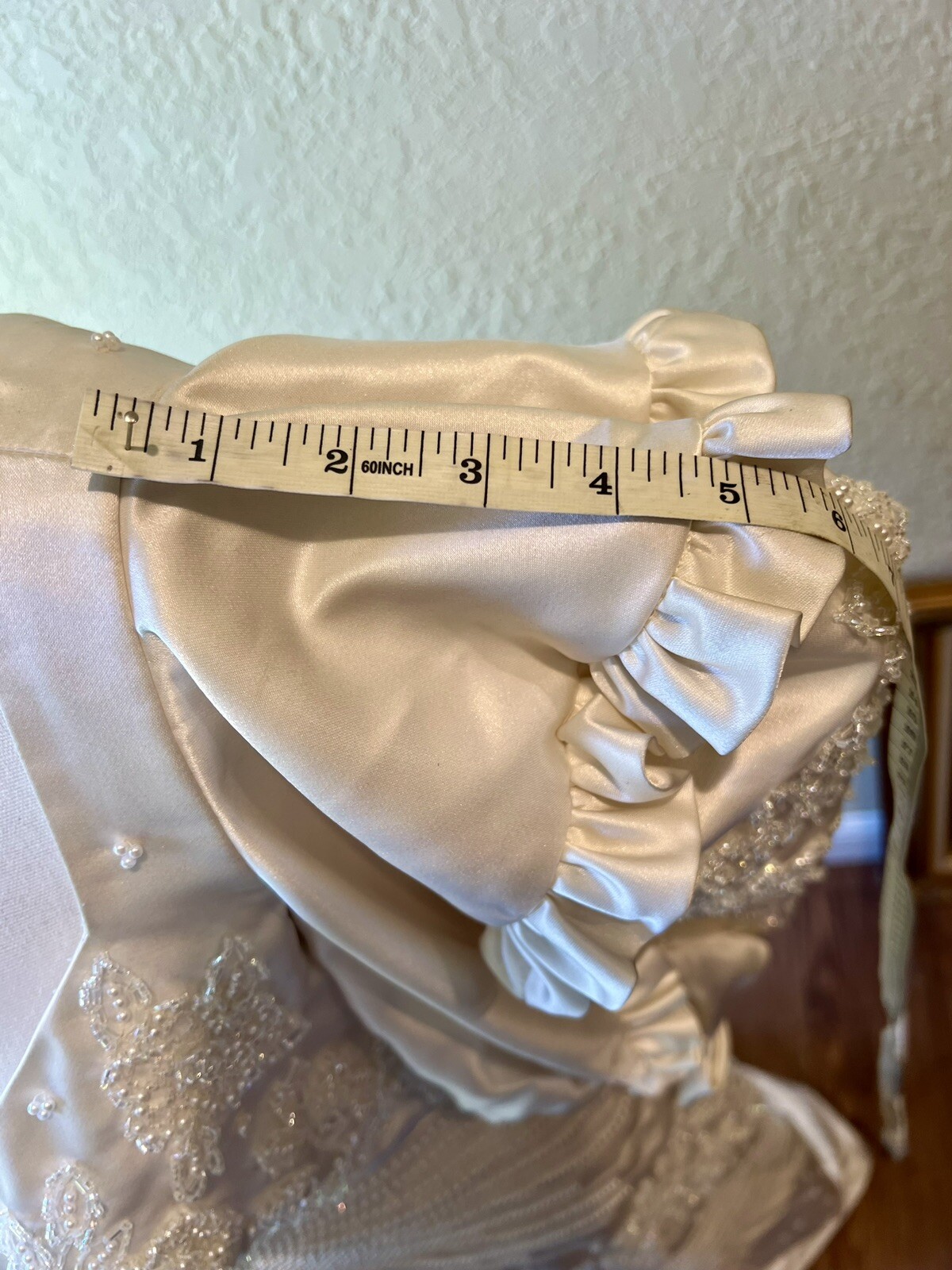 1980s Carlota Alfaro Handmade Beaded Wedding Dress Vintage Ivory Off White