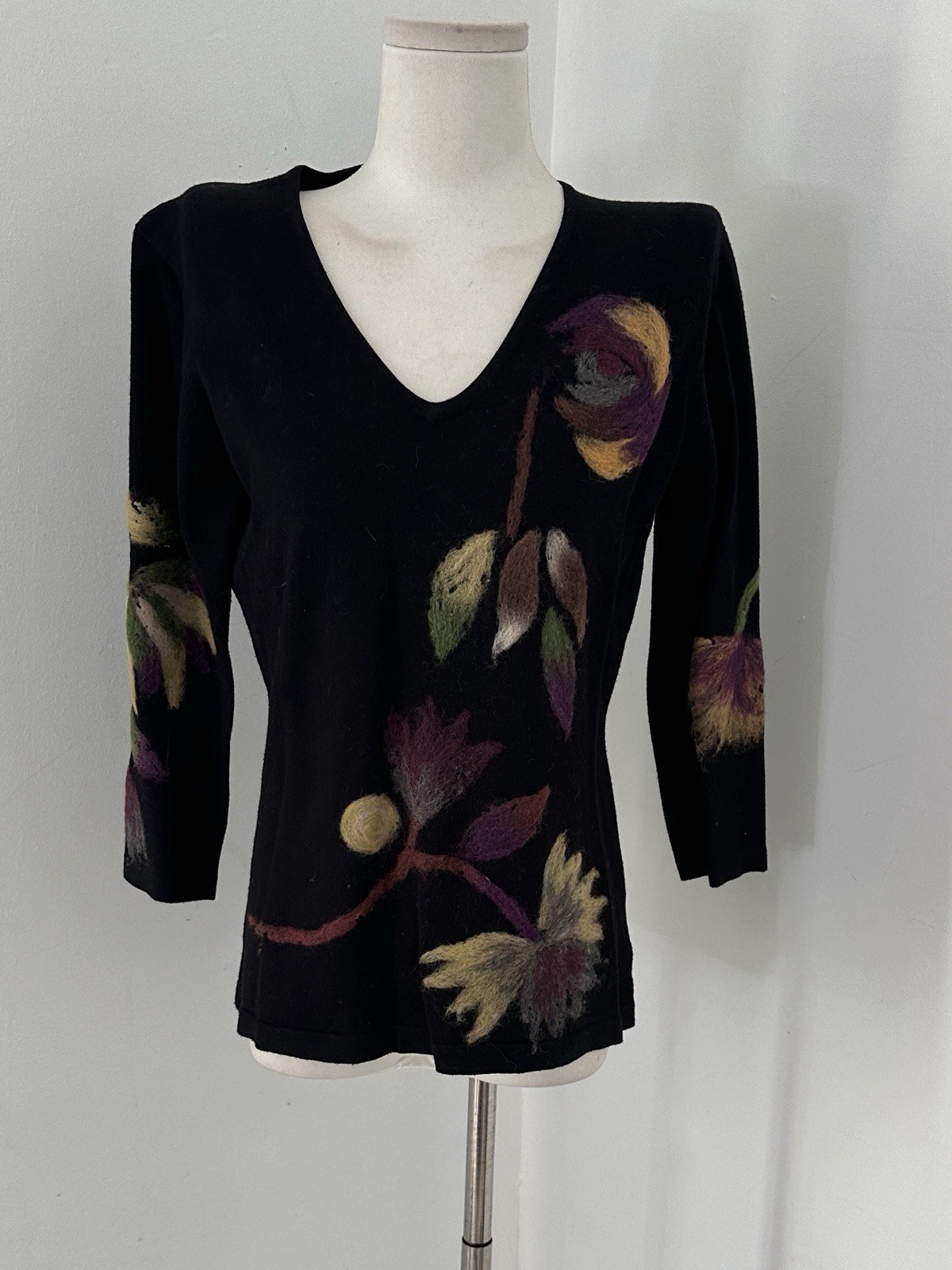 Vintage Cartise Felted Floral 90s Top Art To Wear
