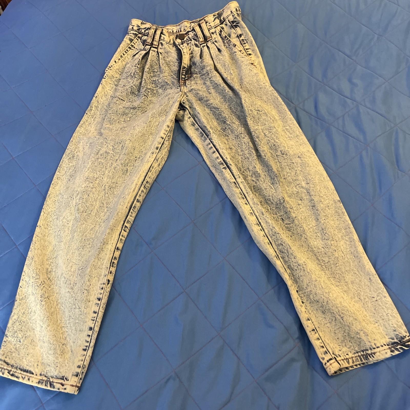 Vtg Zena Jeans Womens 8 Blue Acid Wash Denim High Rise Tapered Pleated Mom 80s