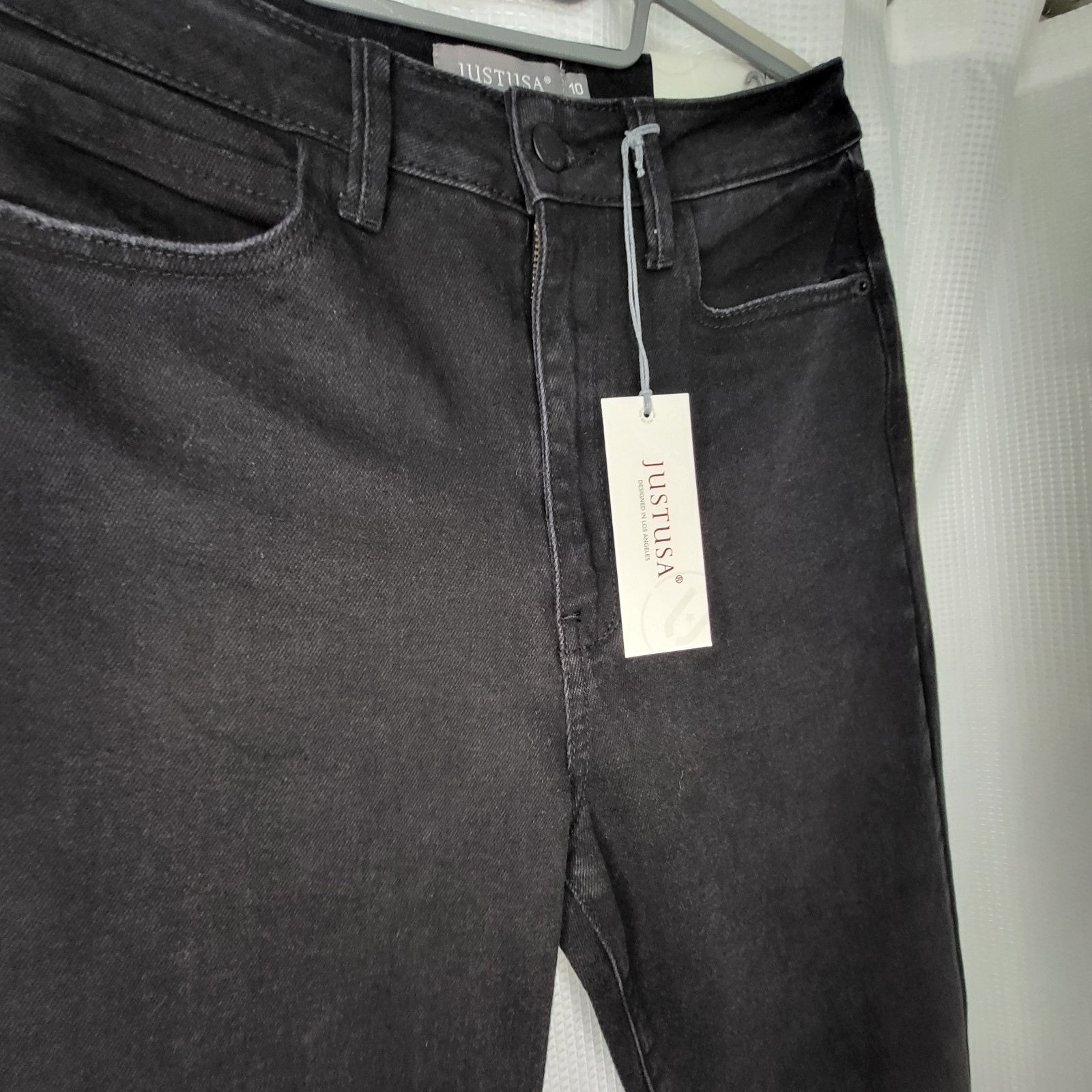 JUST USA Vintage 90s Style Y2K Denim Skinny Flare Jeans Mid Rise Washed Black 10