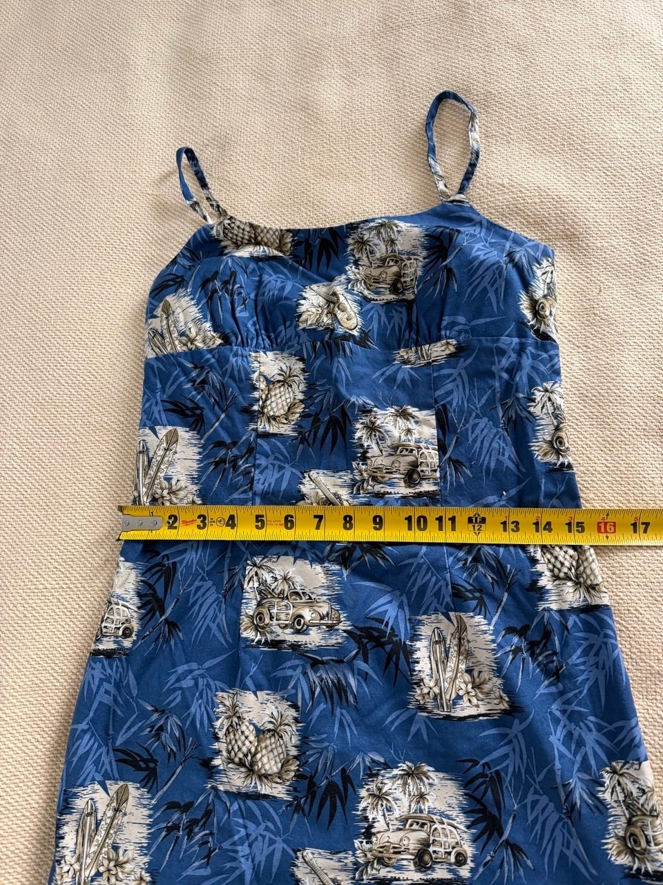 Vintage Shannon Marie Hawaii Sundress Blue Hawaiian Print Cotton Size M Made USA