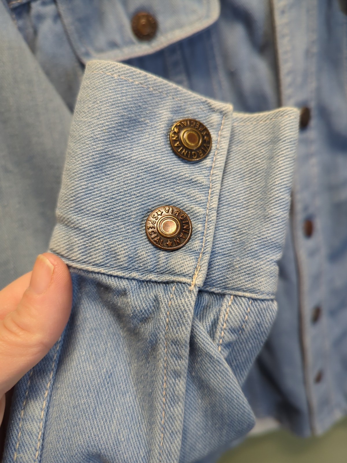 VTG 70s SEARS ROEBECK 'Put On Shop’ Denim Women’s Western Shirt Sz.16/33″ Snaps