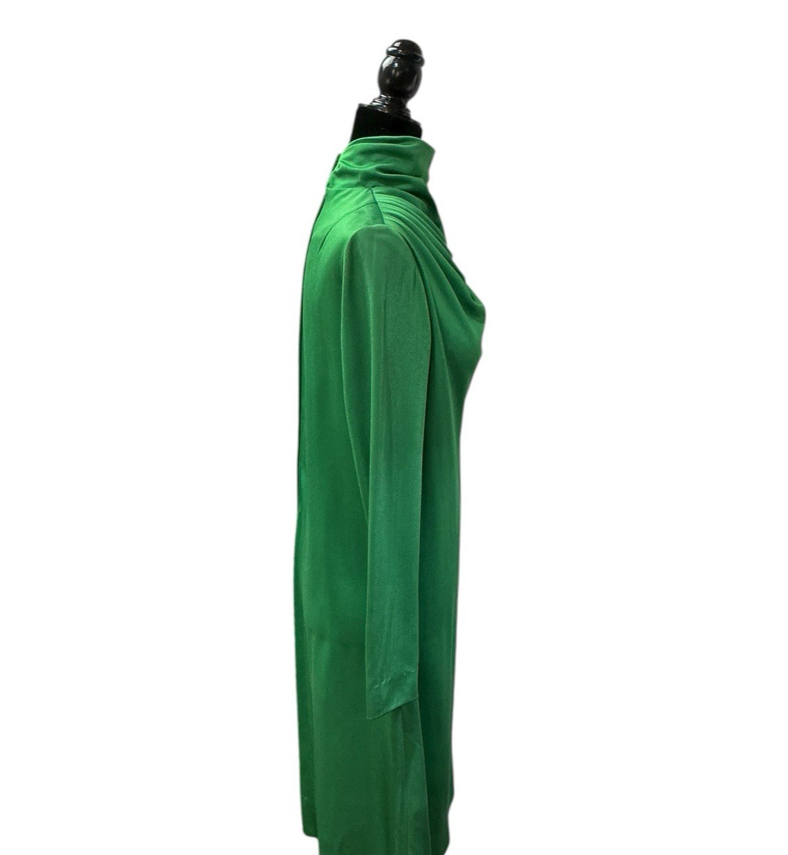 Vintage 1960s Lilli Diamond of California Emerald Green Draped Cowl Neck Dress