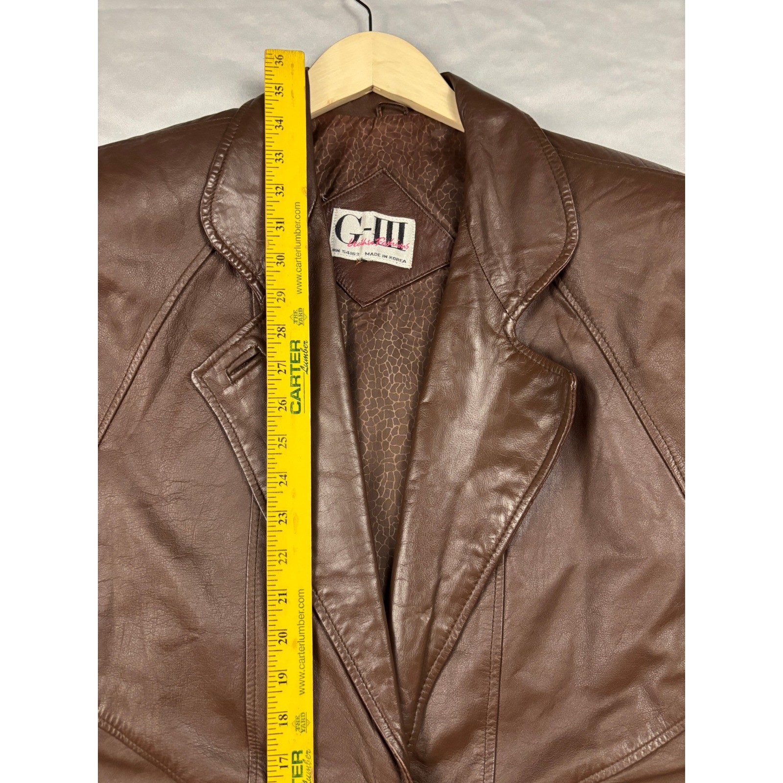 G-III Leather Fashions Brown Genuine Leather Vintage Coat Jacket Mid-Length 80s