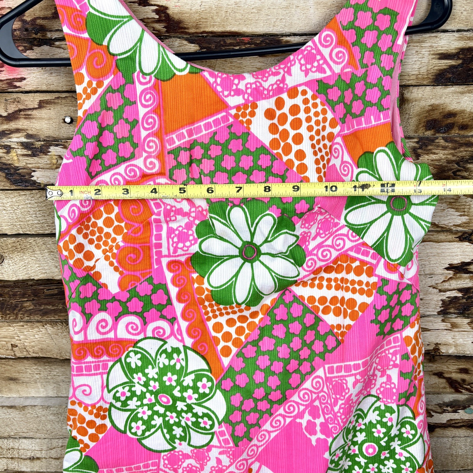 Vintage 60s Handmade Shift Dress Skort Floral Psychedelic Groovy Retro Hippie