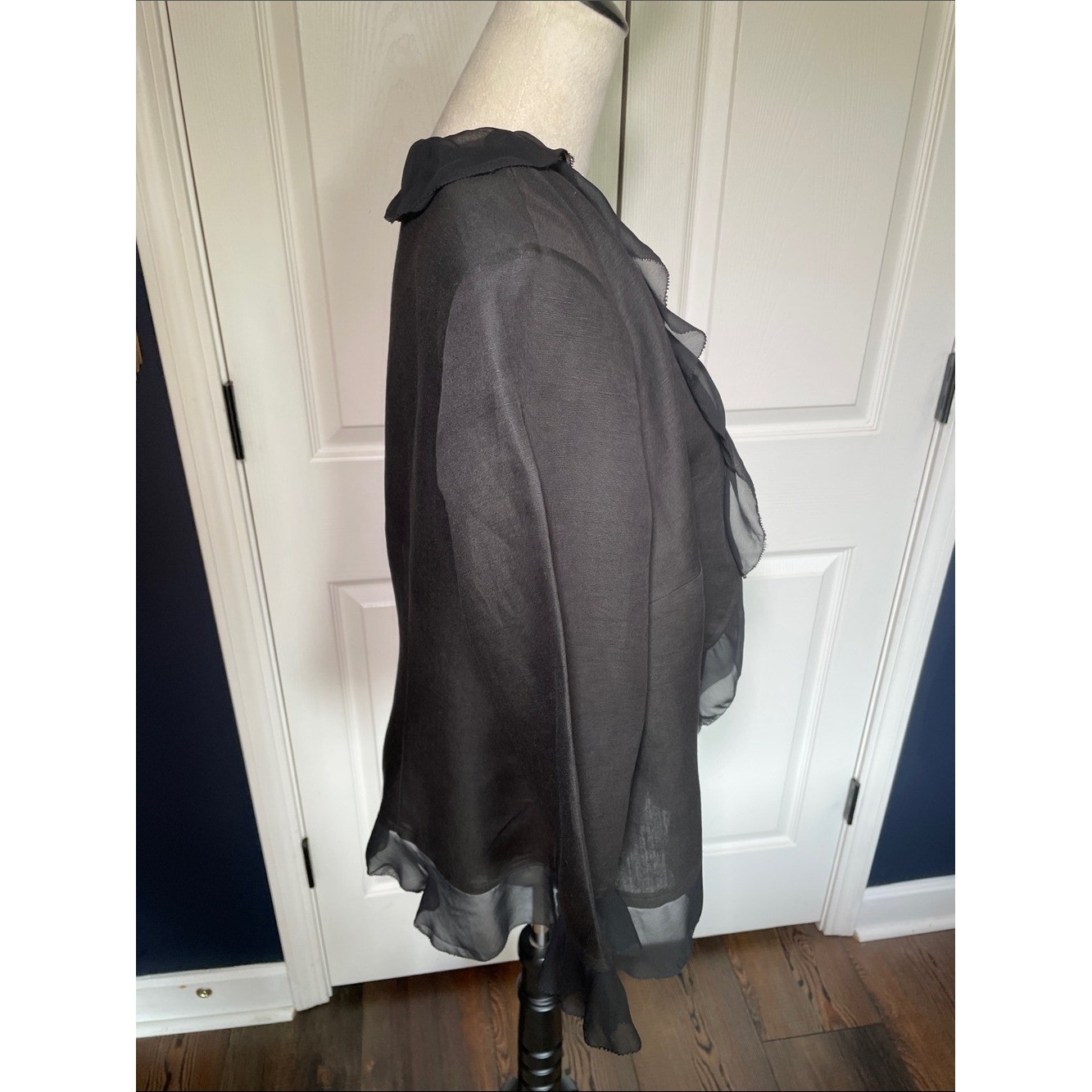 NWT VTG Emma James Black Sheer Ruffle Jacket Whimsigoth Fairy Size 20W Petite