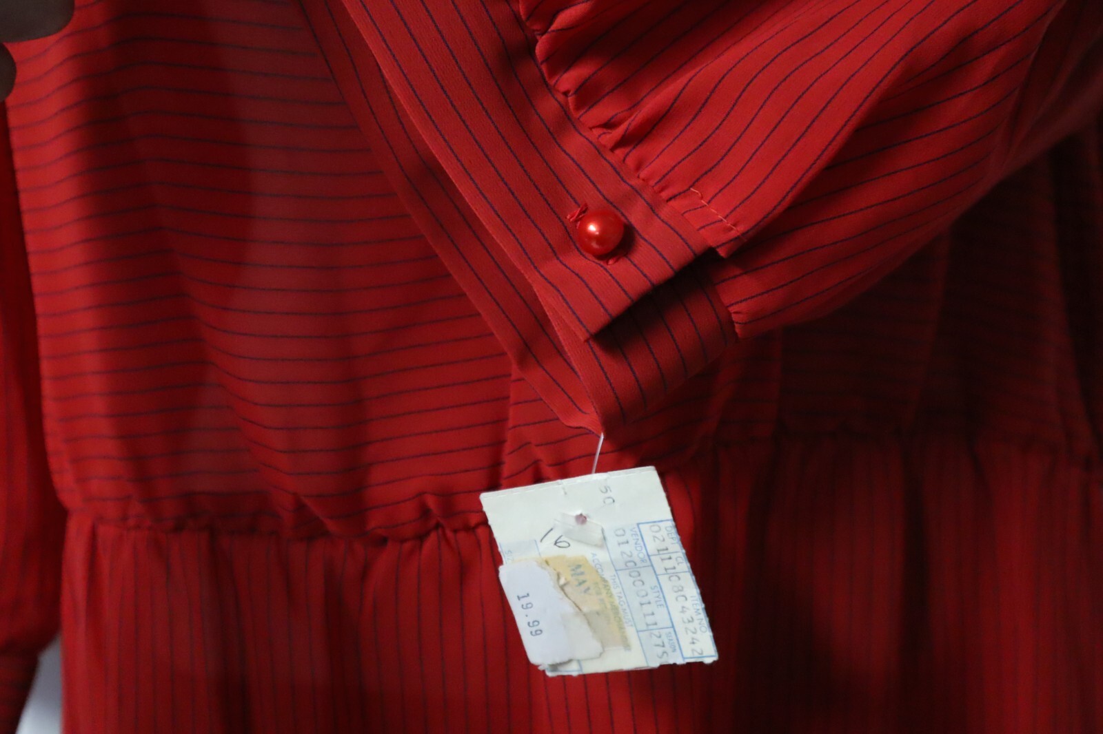 Vintage 1980s MISS OOPS California red striped sheer dress size 16 (NWT)
