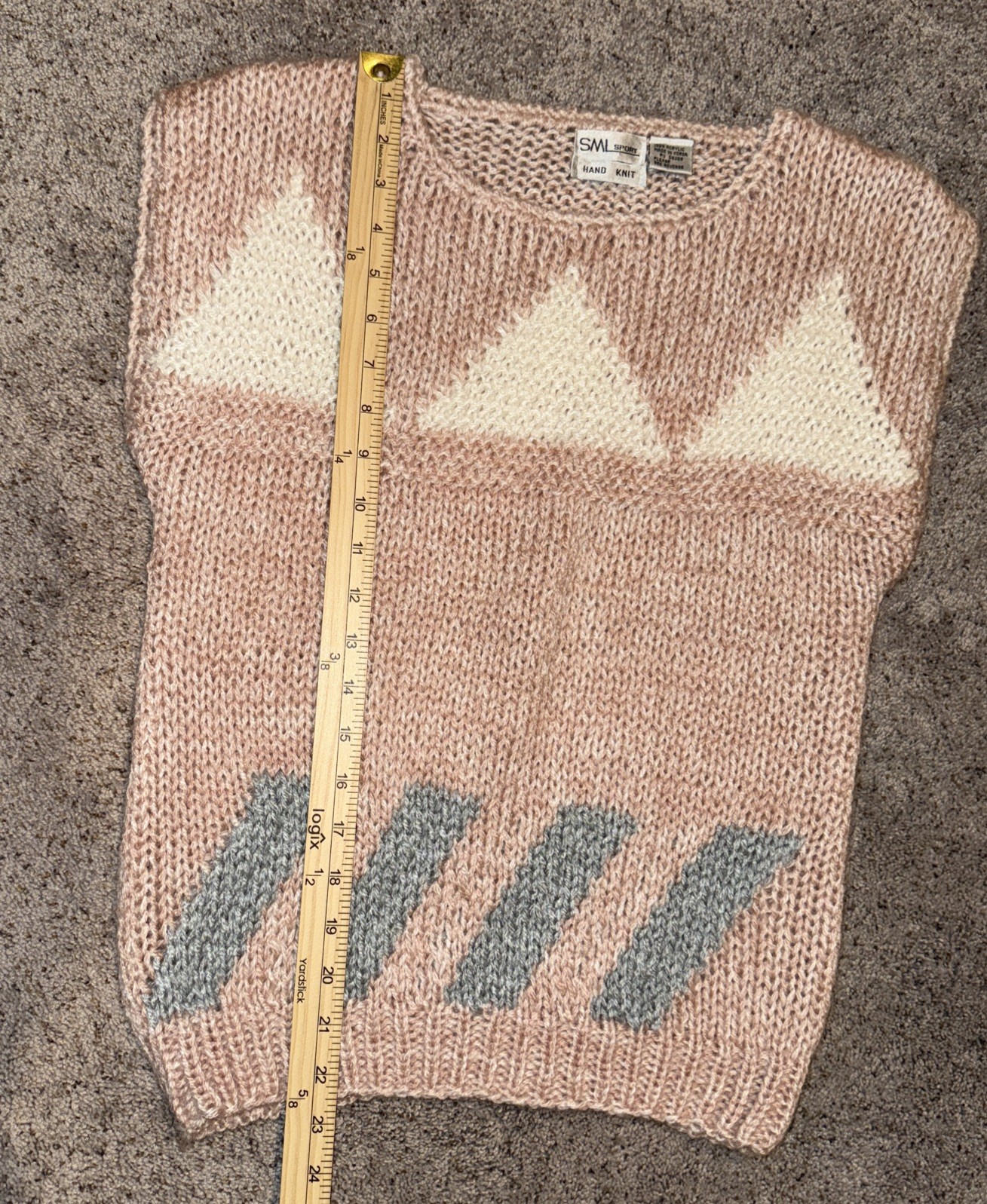 SML Sport Hand Knit Sleeveless Sweater Pink Dusty Rose M 100% Acrylic Vintage