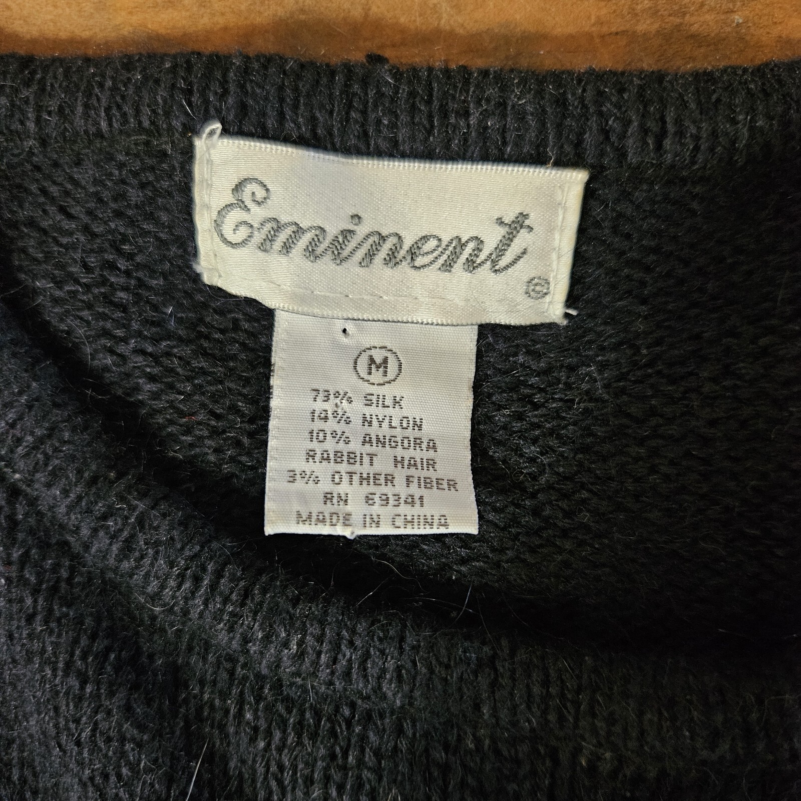 Eminent Vintage 80’s Silk/Nylon/Angora Beaded Tunic Sweater Black & Gold Medium